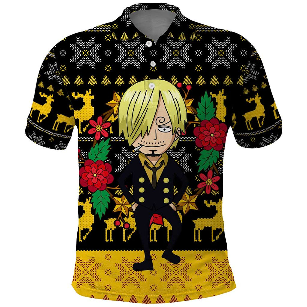 Sanji - One Piece Polo Shirt Anime Mix Christmas Style