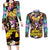 Trippy Dio Brando JoJo’s Bizarre Adventure Couples Matching Long Sleeve Bodycon Dress and Long Sleeve Button Shirt Anime Style