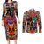 Trippy Minecraft Couples Matching Long Sleeve Bodycon Dress and Long Sleeve Button Shirt Trippy Style