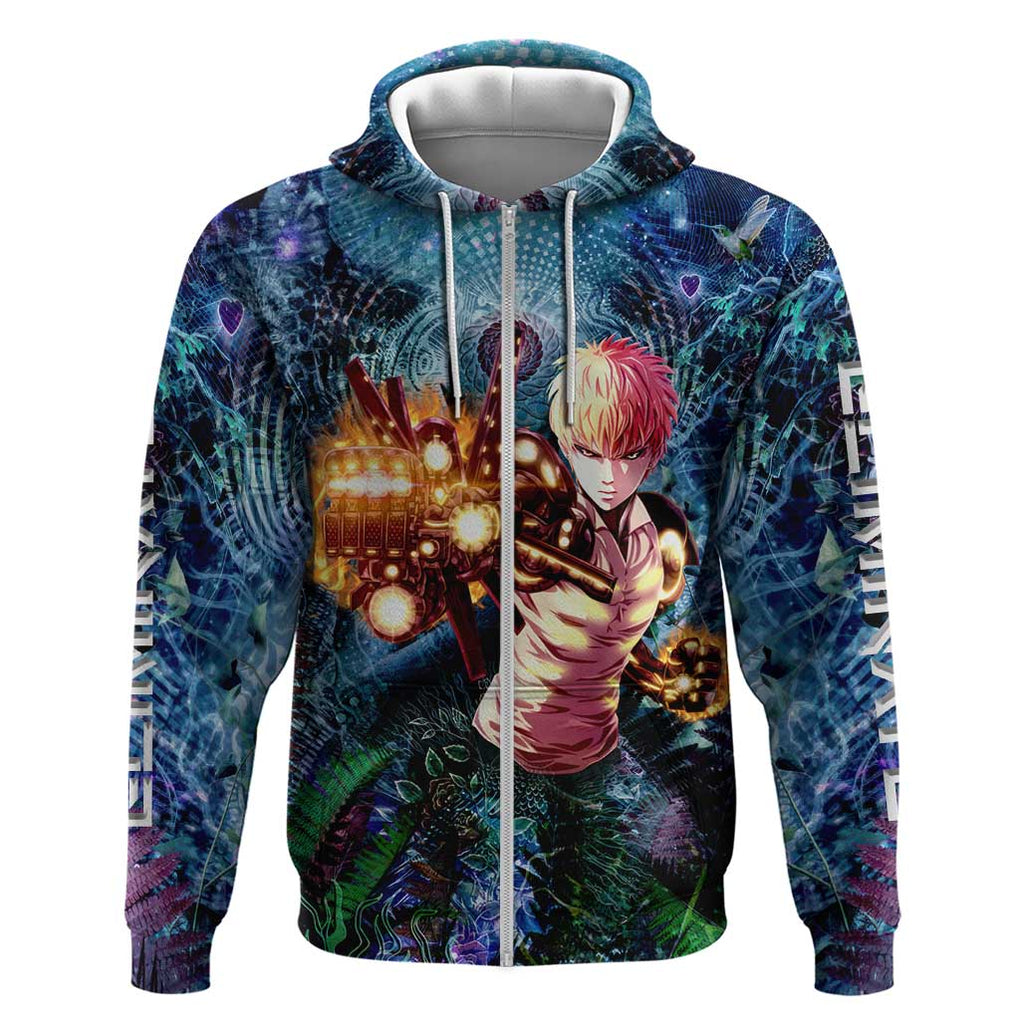 Trippy Genos One Punch Man Zip Hoodie Trippy Mix Anime Style