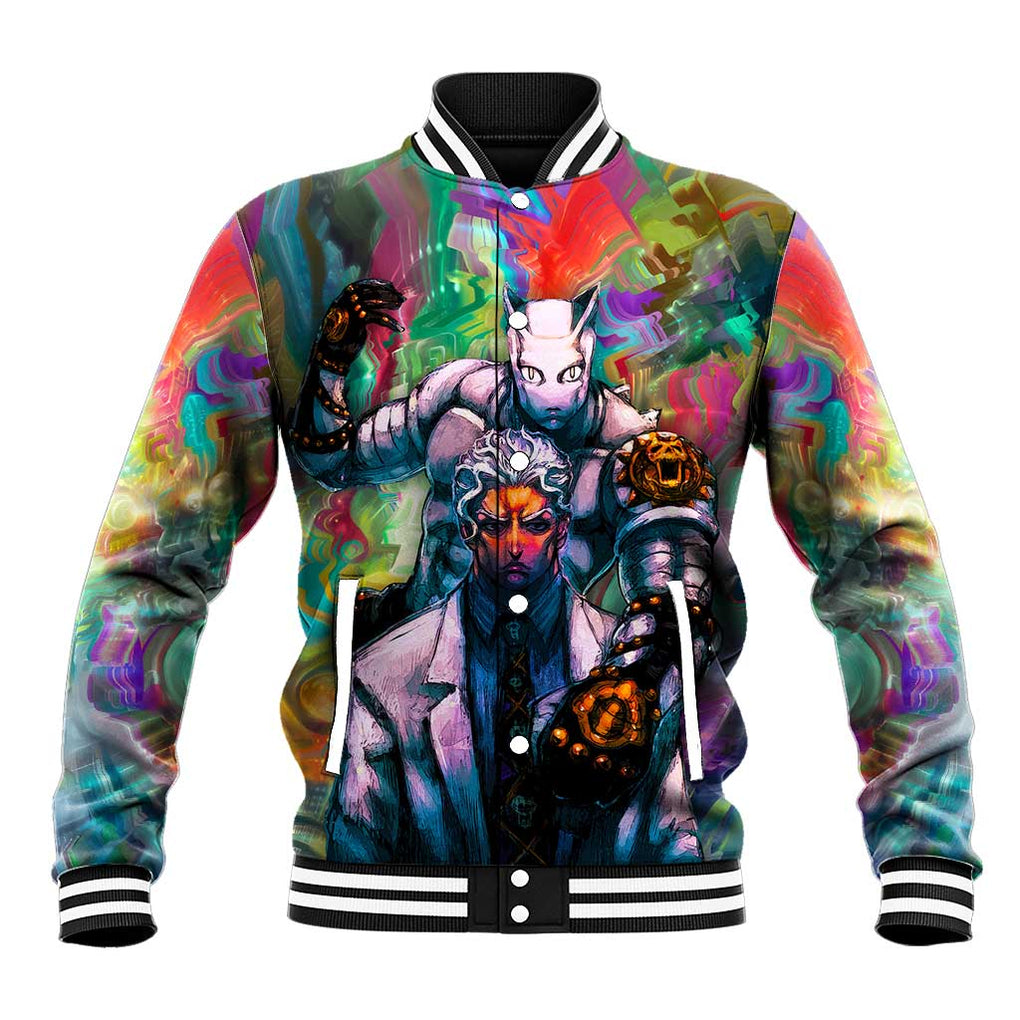 Trippy Yoshikage Kira Deadly Queen Jojo’s Bizarre Adventure Baseball Jacket Trippy Style