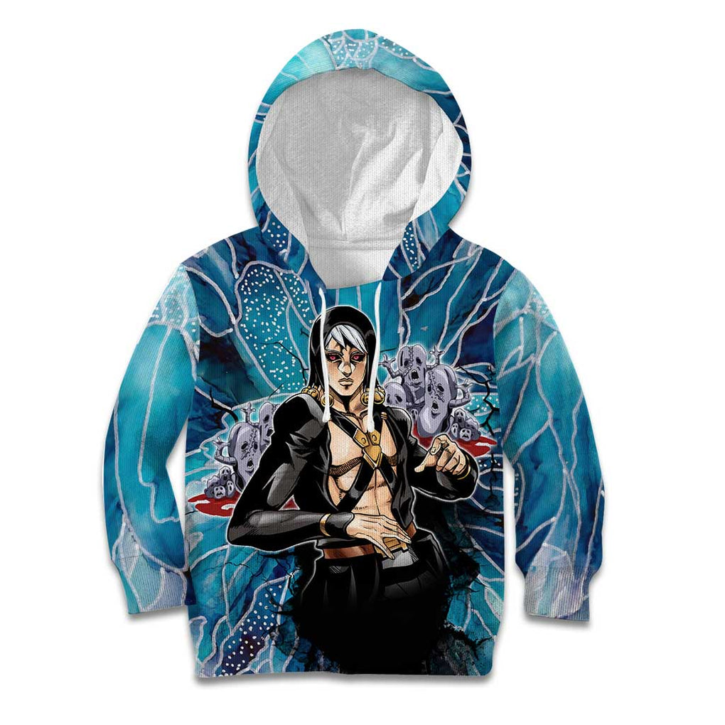 Trippy Risotto Nero Metallic Jojo’s Bizarre Adventure Kid Hoodie Trippy Style