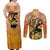 Trippy Dio V1 Jojo’s Bizarre Adventure Couples Matching Off Shoulder Maxi Dress and Long Sleeve Button Shirt Trippy Style