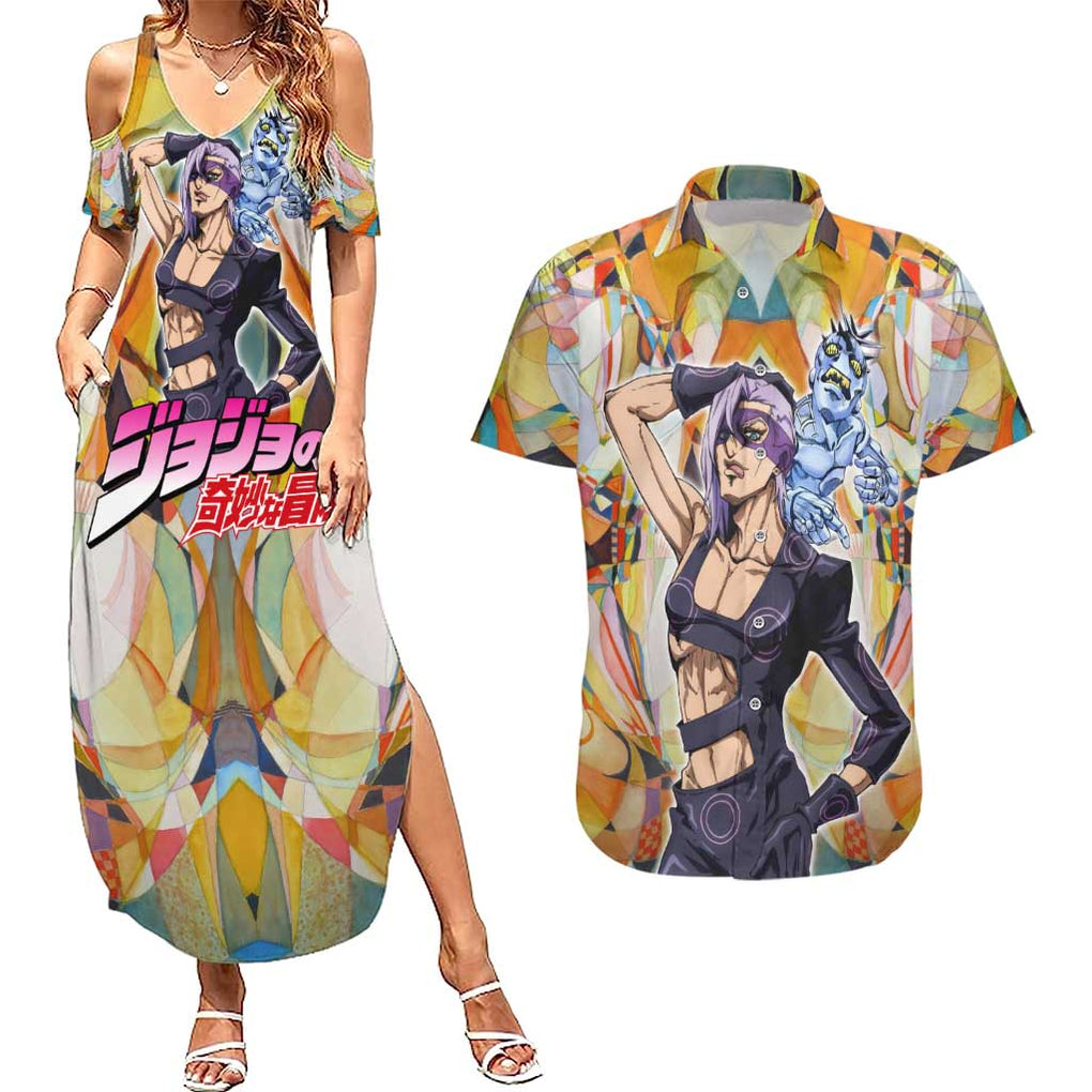 Trippy Melone Babyhead Jojo’s Bizarre Adventure Couples Matching Summer Maxi Dress and Hawaiian Shirt Trippy Style