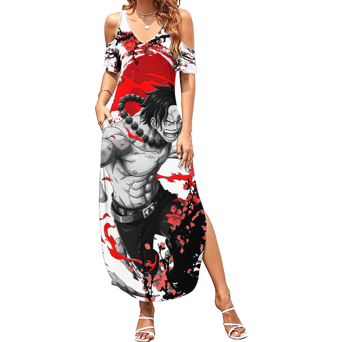 Portgas D. Ace- Japan Style One Piece Anime Summer Maxi Dress