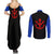 Vegeta Blue - Anime Manga Couples Matching Summer Maxi Dress and Long Sleeve Button Shirt