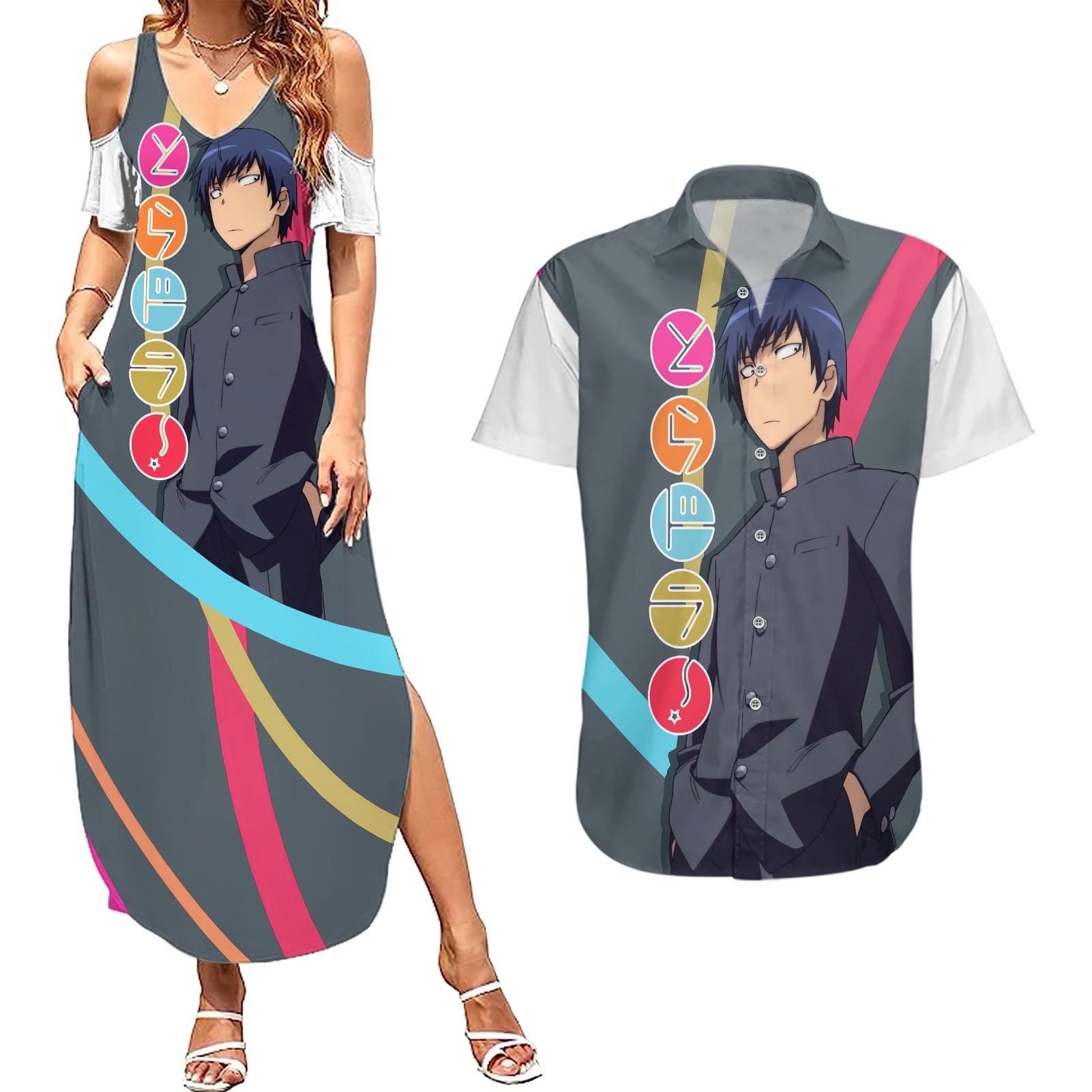 Ryuuji Takasu Couples Matching Summer Maxi Dress and Hawaiian Shirt Toradora