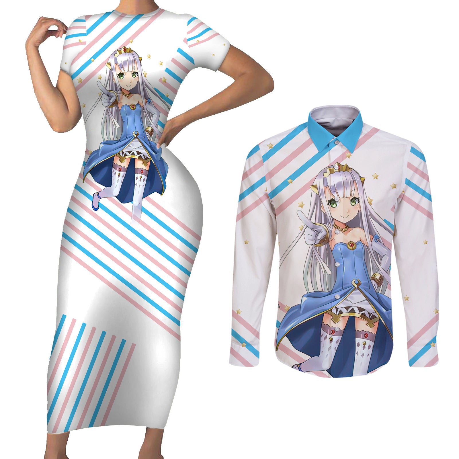 Petralka Anne Eldant III Couples Matching Short Sleeve Bodycon Dress and Long Sleeve Button Shirt Outbreak Company