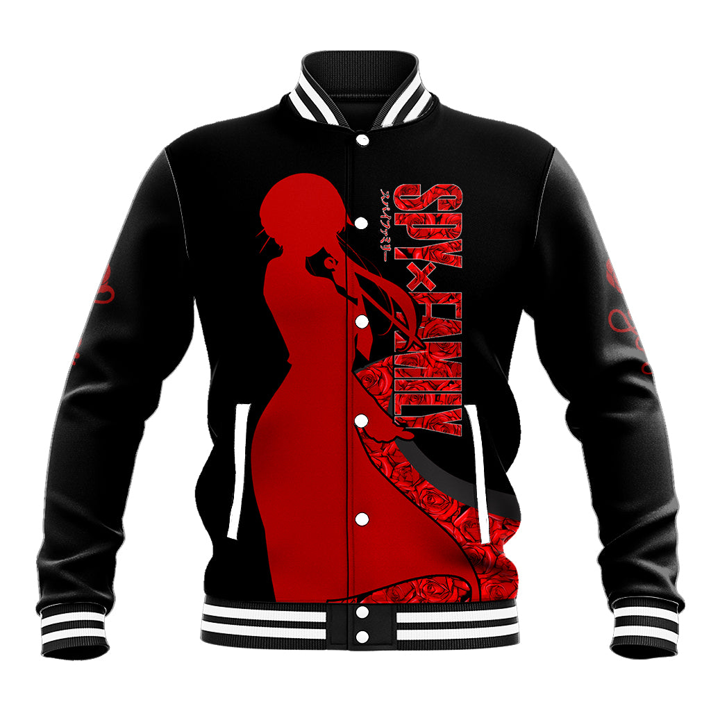 Yor Foger SpyxFamily Baseball Jacket Black And Roses Anime Style