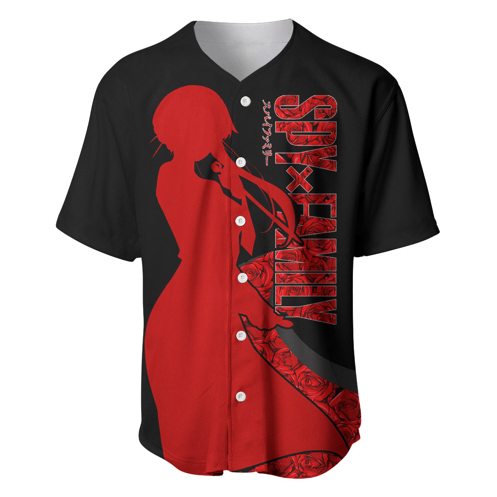 Yor Foger SpyxFamily Baseball Jersey Black And Roses Anime Style