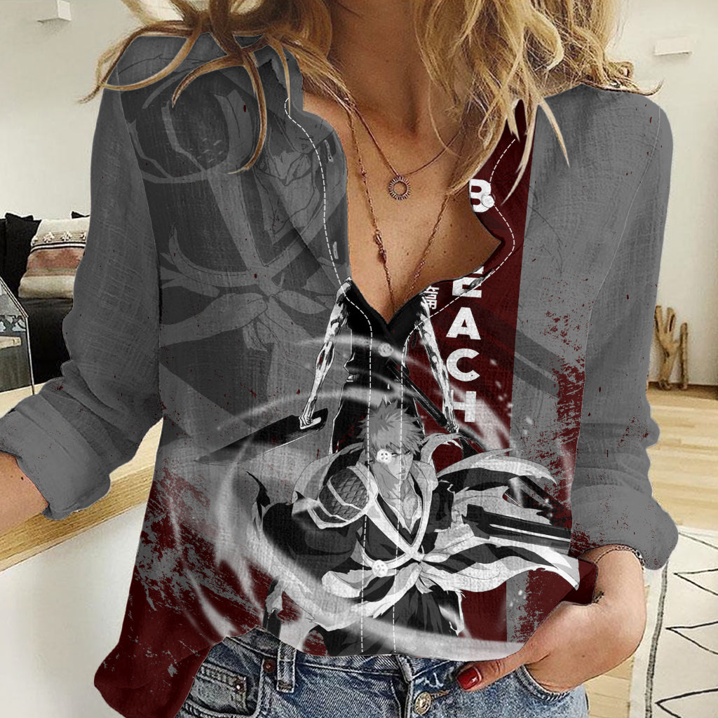 Ichigo Kurosaki - Bleach Women Casual Shirt Grunge Blood Style