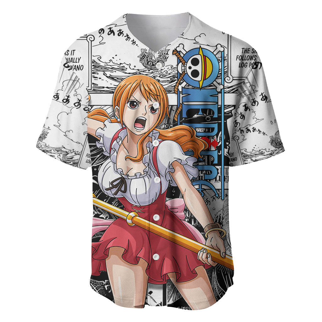 Nami One Piece Baseball Jersey Anime Mix Manga Style