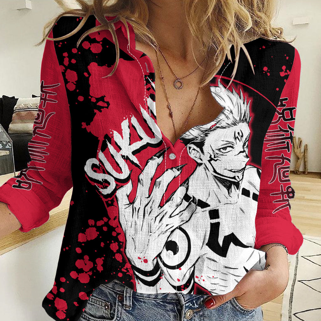 Ryomen Sukuna Jujutsu Kaisen Women Casual Shirt Manga Style Art