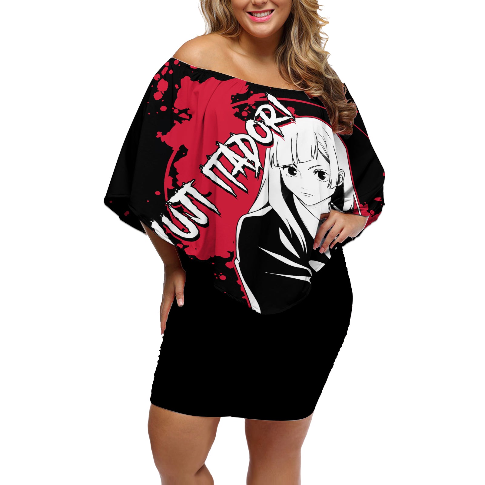 Kasumi Miwa Jujutsu Kaisen Off Shoulder Short Dress Manga Style Art