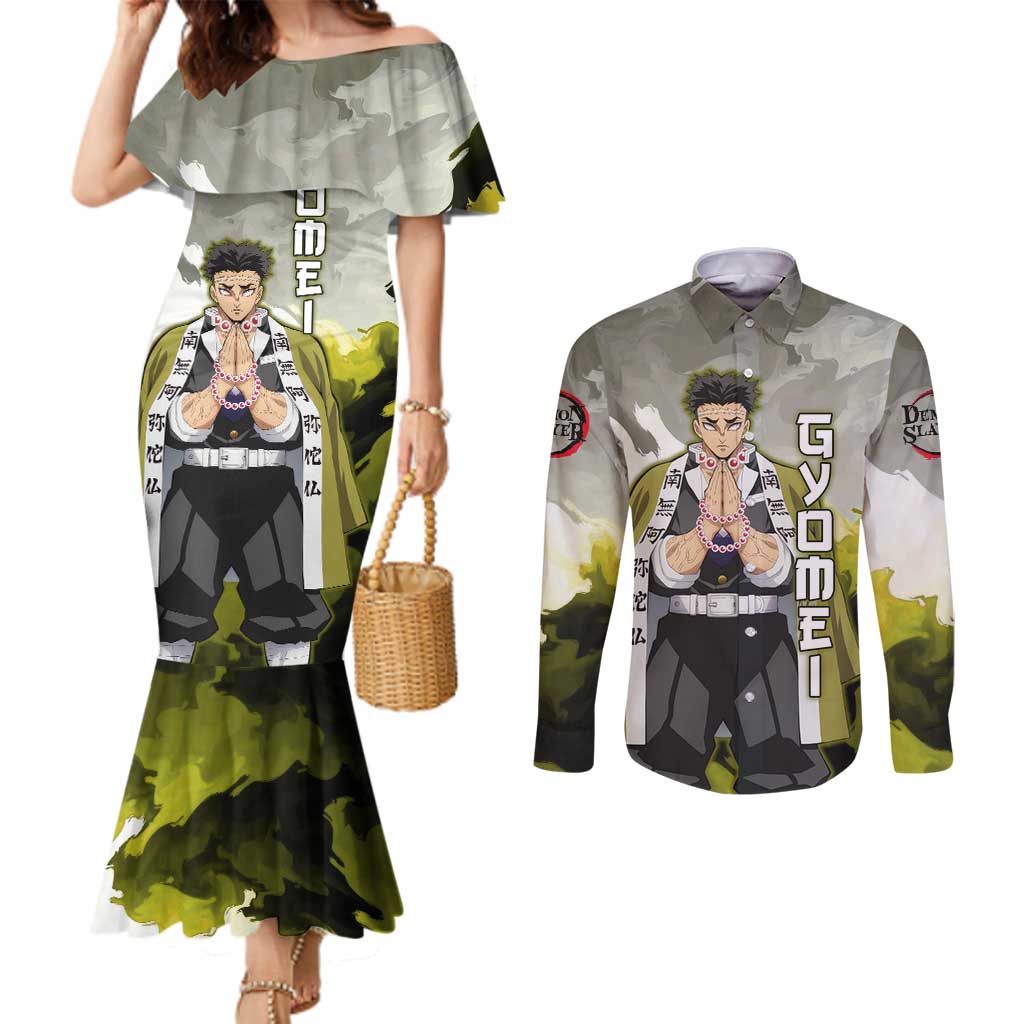 Gyomei - Demon Slayer Couples Matching Mermaid Dress and Long Sleeve Button Shirt Anime Style