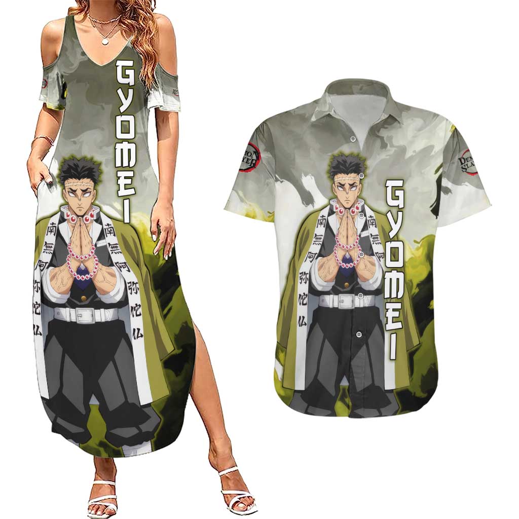 Gyomei - Demon Slayer Couples Matching Summer Maxi Dress and Hawaiian Shirt Anime Style