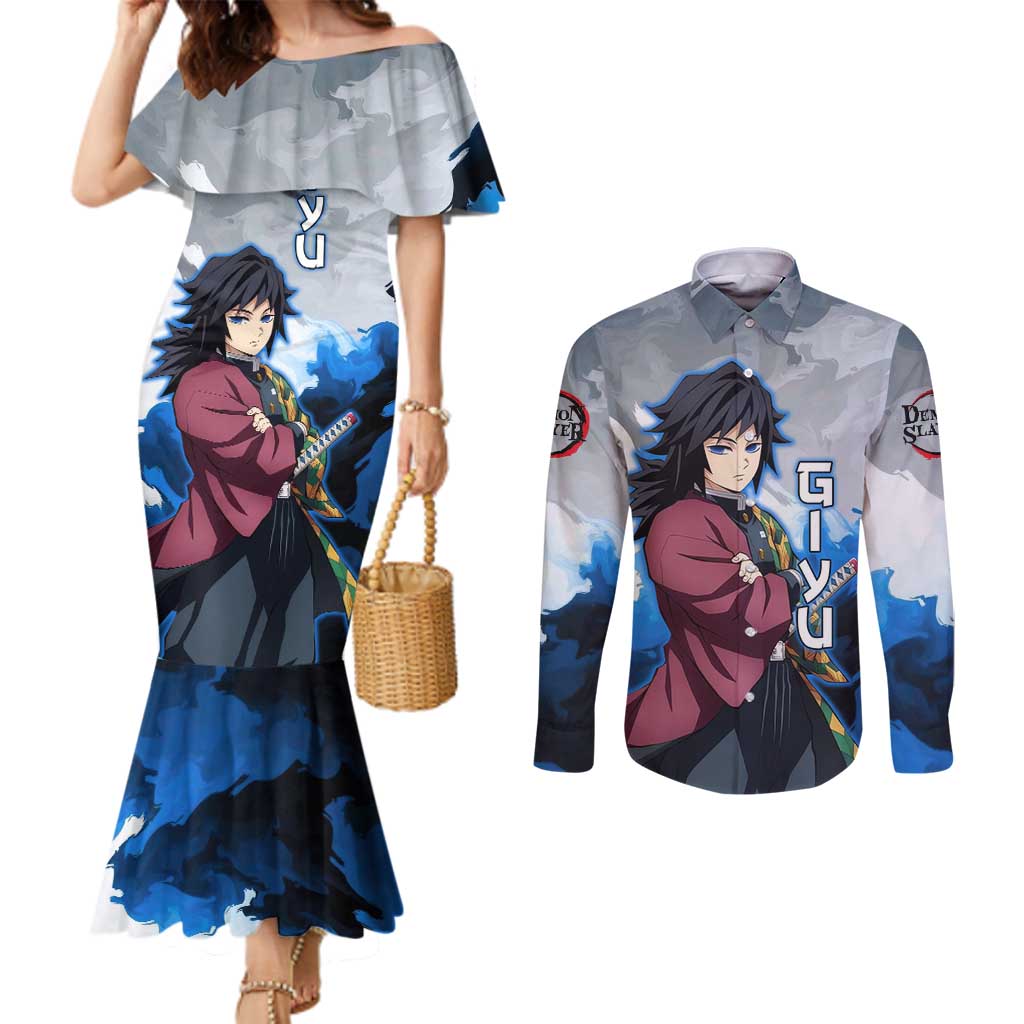 Giyu Tomioka - Demon Slayer Couples Matching Mermaid Dress and Long Sleeve Button Shirt Anime Style