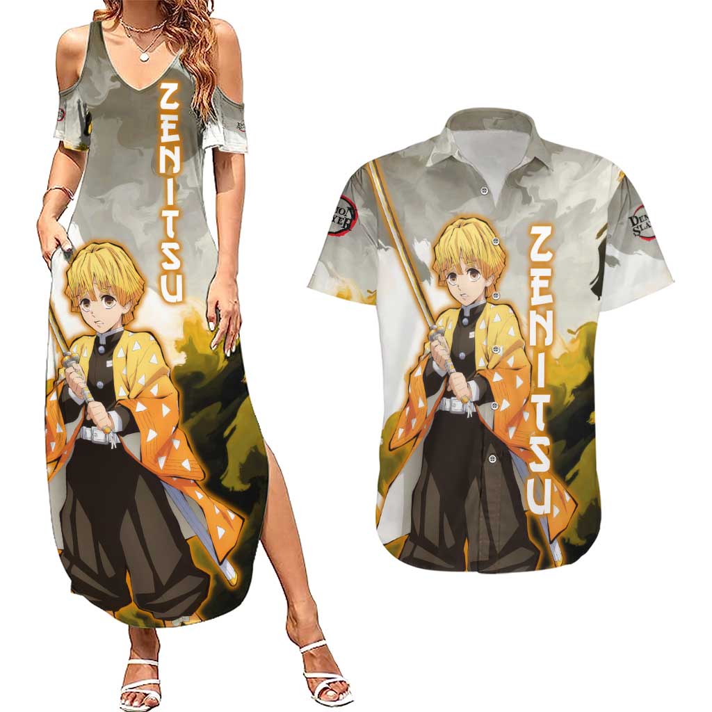 Zenitsu Agatsuma - Demon Slayer Couples Matching Summer Maxi Dress and Hawaiian Shirt Anime Style