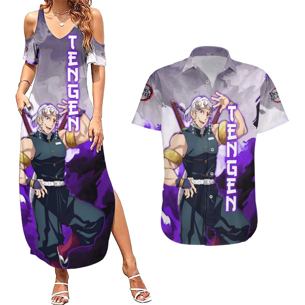 Tengen Uzui - Demon Slayer Couples Matching Summer Maxi Dress and Hawaiian Shirt Anime Style