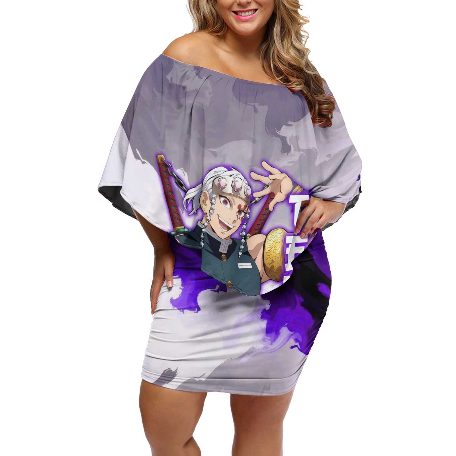 Tengen Uzui - Demon Slayer Off Shoulder Short Dress Anime Style