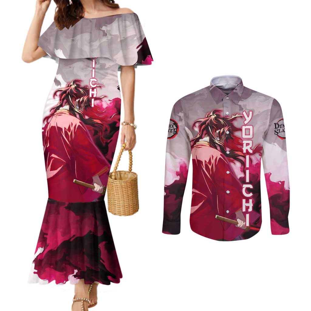 Tsugikuni Yoriichi - Demon Slayer Couples Matching Mermaid Dress and Long Sleeve Button Shirt Anime Style