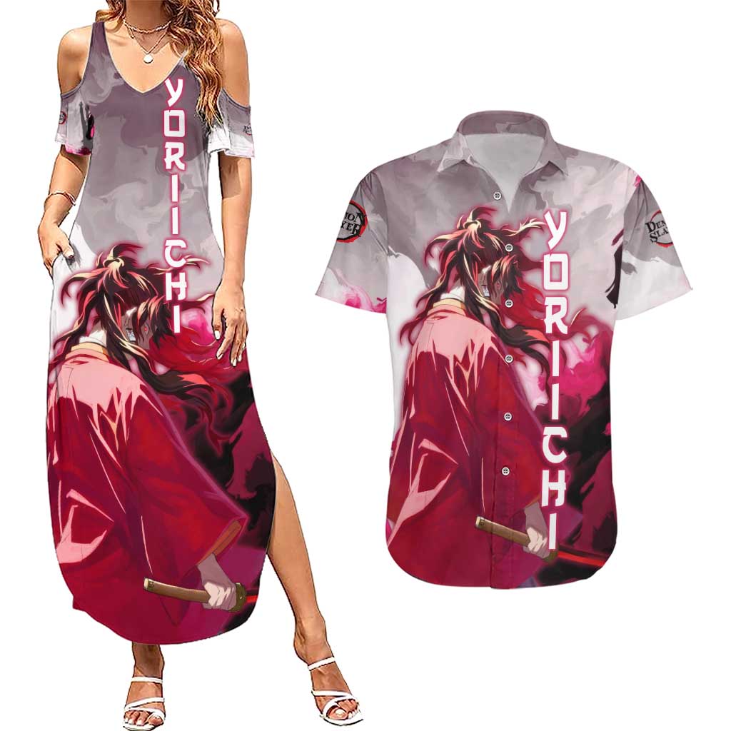 Tsugikuni Yoriichi - Demon Slayer Couples Matching Summer Maxi Dress and Hawaiian Shirt Anime Style