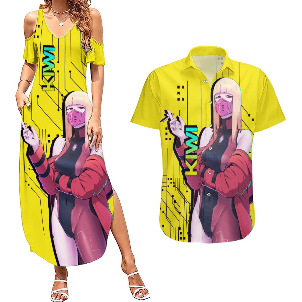 Kiwi - Cyberpunk Edgerunners Couples Matching Summer Maxi Dress and Hawaiian Shirt Anime Style