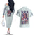 Hakuji - Akaza Demon Slayer Couples Matching Off The Shoulder Long Sleeve Dress and Hawaiian Shirt Anime Style