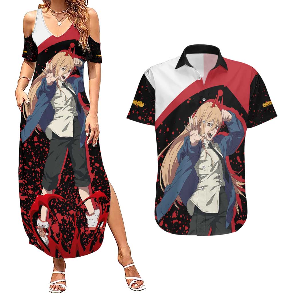 Power - Chainsaw Man Couples Matching Summer Maxi Dress and Hawaiian Shirt Anime Style