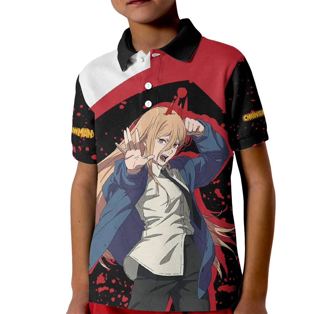 Power - Chainsaw Man Kid Polo Shirt Anime Style