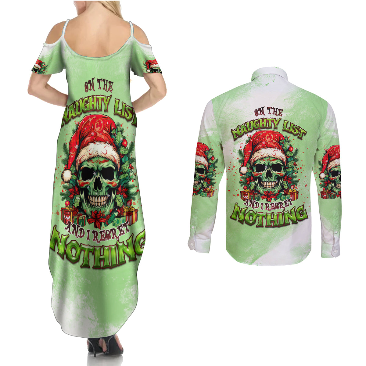 on-the-naughty-list-skull-christmas-couples-matching-summer-maxi-dress-and-long-sleeve-button-shirt