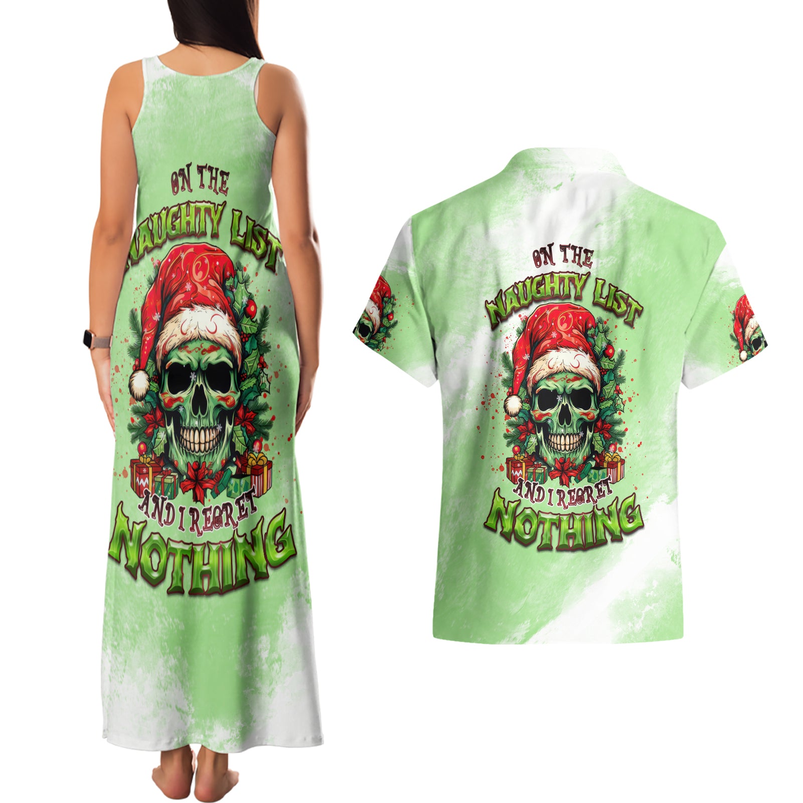 on-the-naughty-list-skull-christmas-couples-matching-tank-maxi-dress-and-hawaiian-shirt