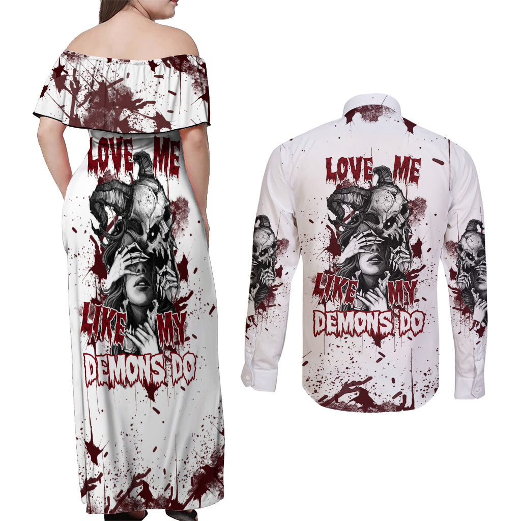 love-me-like-my-demons-do-skull-couples-matching-off-shoulder-maxi-dress-and-long-sleeve-button-shirt