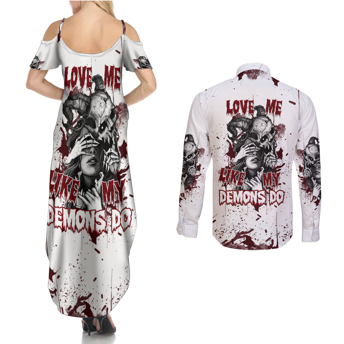 love-me-like-my-demons-do-skull-couples-matching-summer-maxi-dress-and-long-sleeve-button-shirt