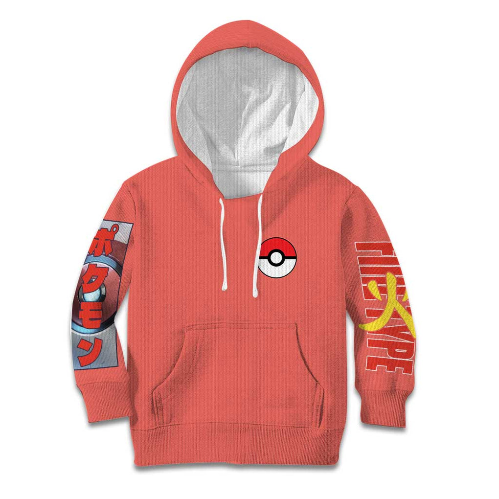 Fire Type Poke Kid Hoodie Japan Anime Style