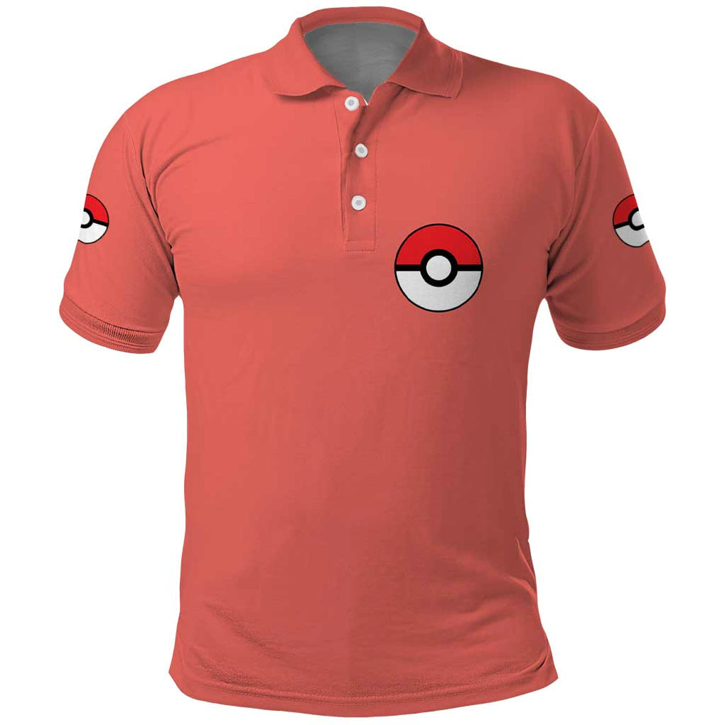 Fire Type Poke Polo Shirt Japan Anime Style