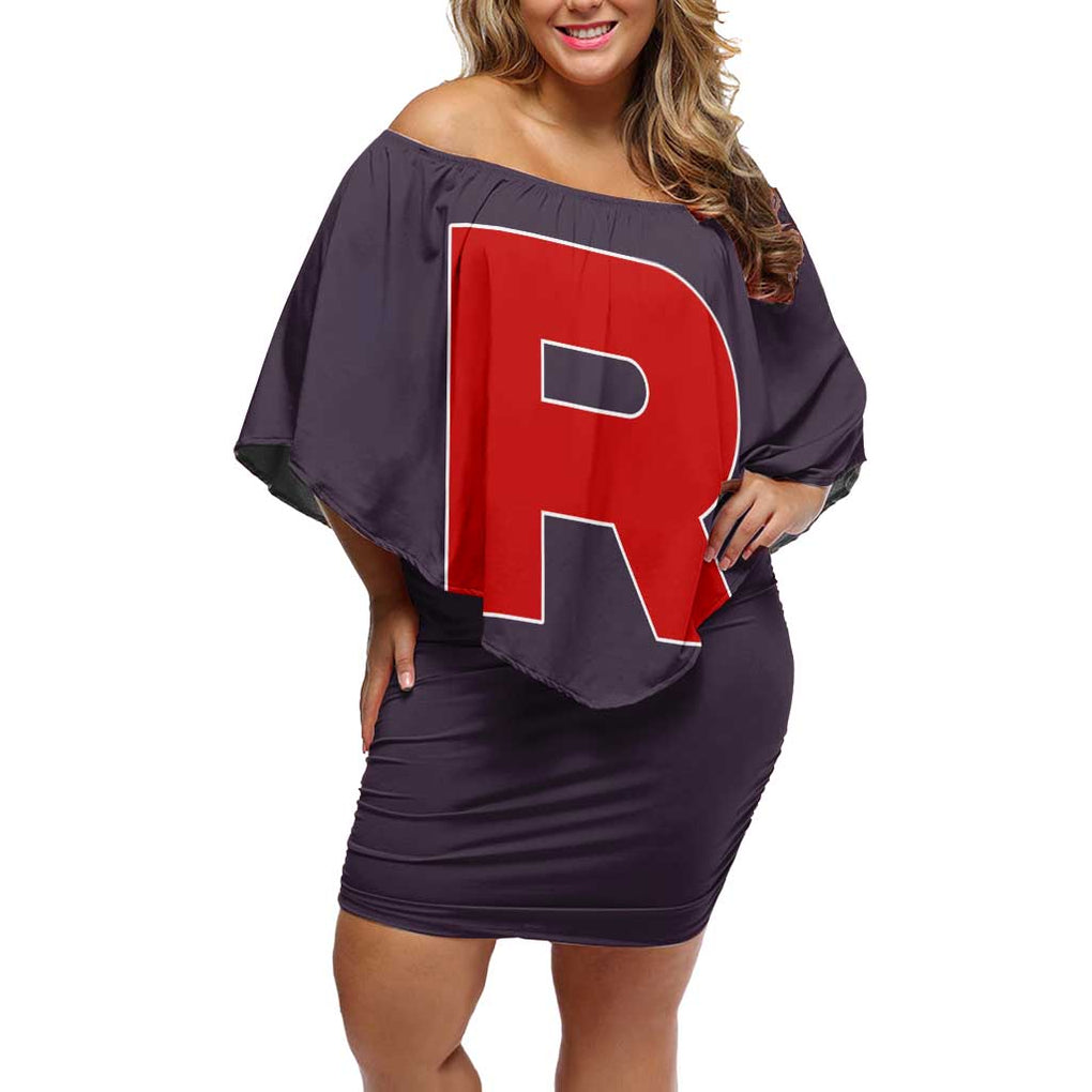 Team Rocket Poke Off Shoulder Short Dress Japan Anime Style