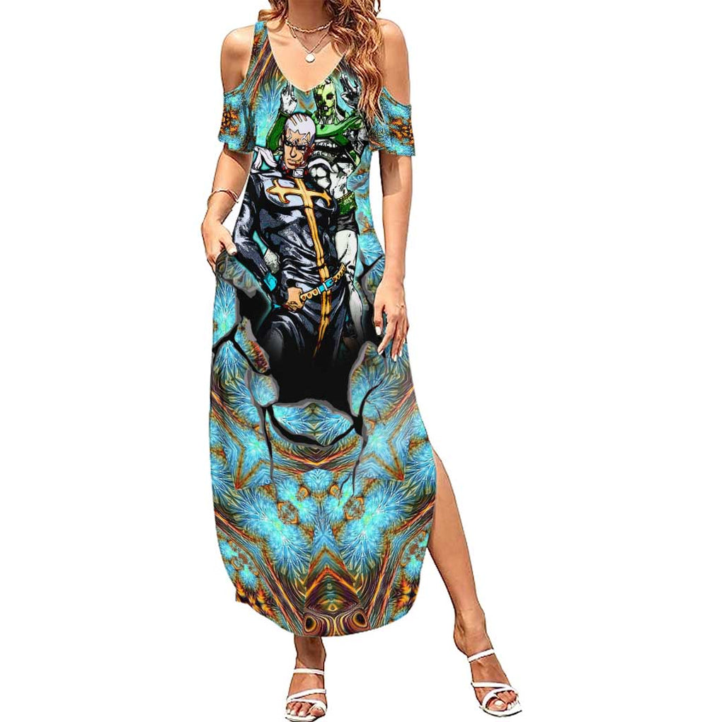 Trippy Enrico Pucci C-Moon Jojo’s Bizarre Adventure Summer Maxi Dress Trippy Style