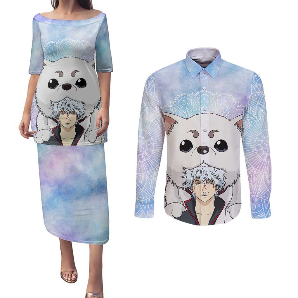 Gintoki and Sadaharu Gintama Couples Matching Puletasi and Long Sleeve Button Shirt Mable Style