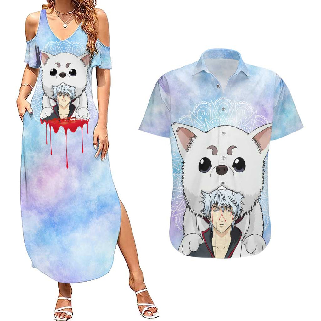 Gintoki and Sadaharu Gintama Couples Matching Summer Maxi Dress and Hawaiian Shirt Mable Style