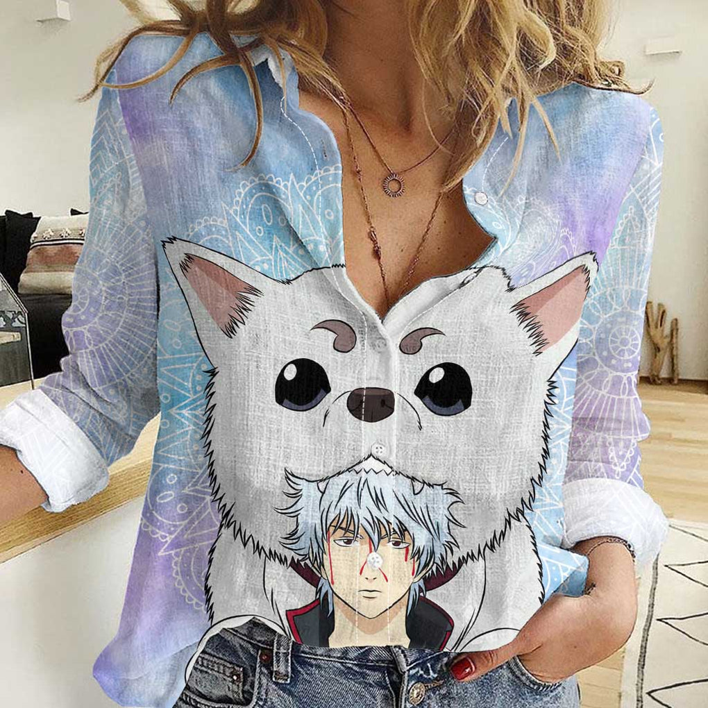 Gintoki and Sadaharu Gintama Women Casual Shirt Mable Style