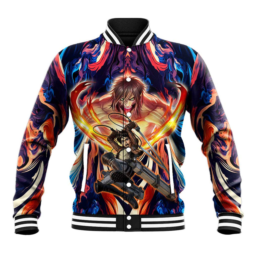 Trippy Eren Yeager Attack on Titan Baseball Jacket Trippy Style