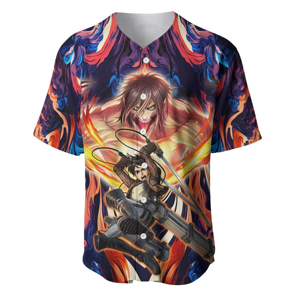 Trippy Eren Yeager Attack on Titan Baseball Jersey Trippy Style