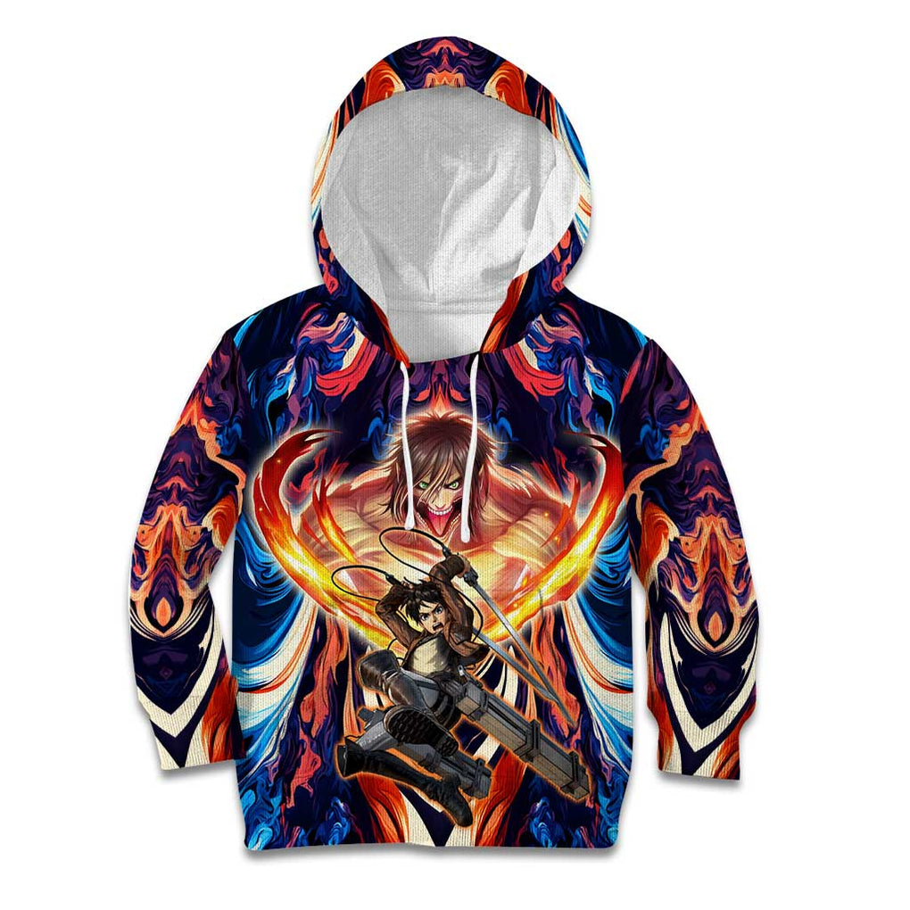 Trippy Eren Yeager Attack on Titan Kid Hoodie Trippy Style