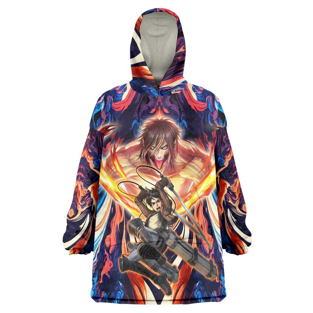 Trippy Eren Yeager Attack on Titan Wearable Blanket Hoodie Trippy Style