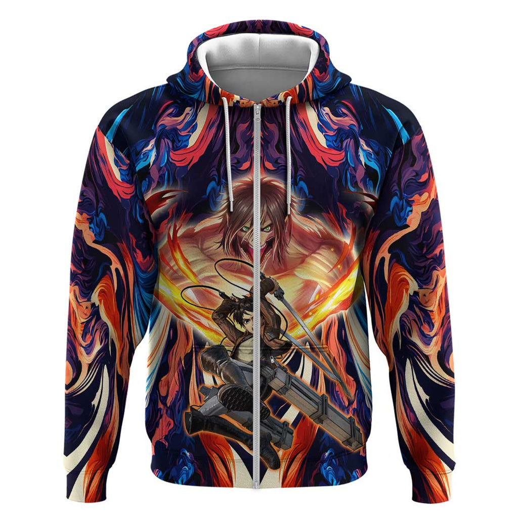 Trippy Eren Yeager Attack on Titan Zip Hoodie Trippy Style