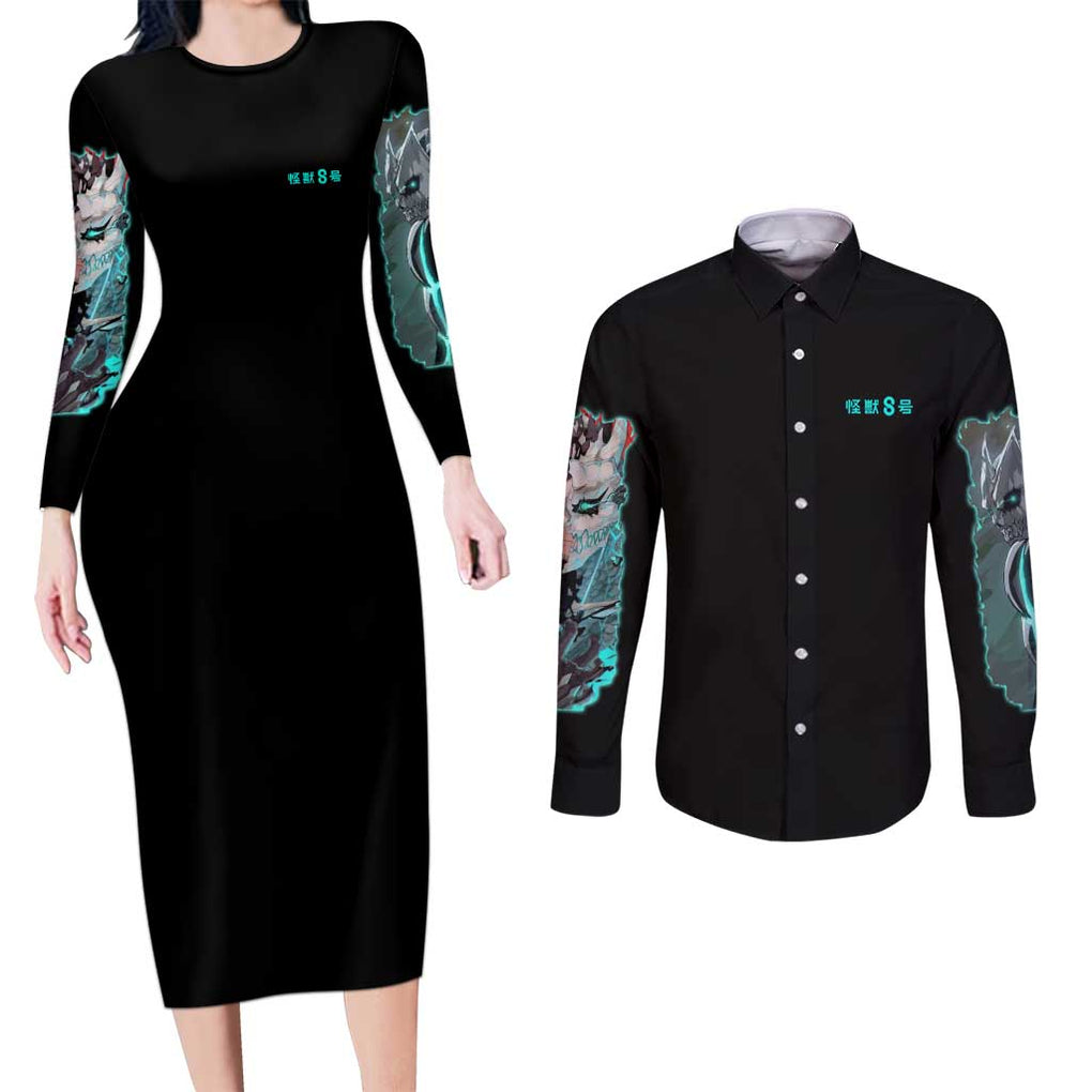 Hibino Kafka Kaiju No. 8 Couples Matching Long Sleeve Bodycon Dress and Long Sleeve Button Shirt Anime Style