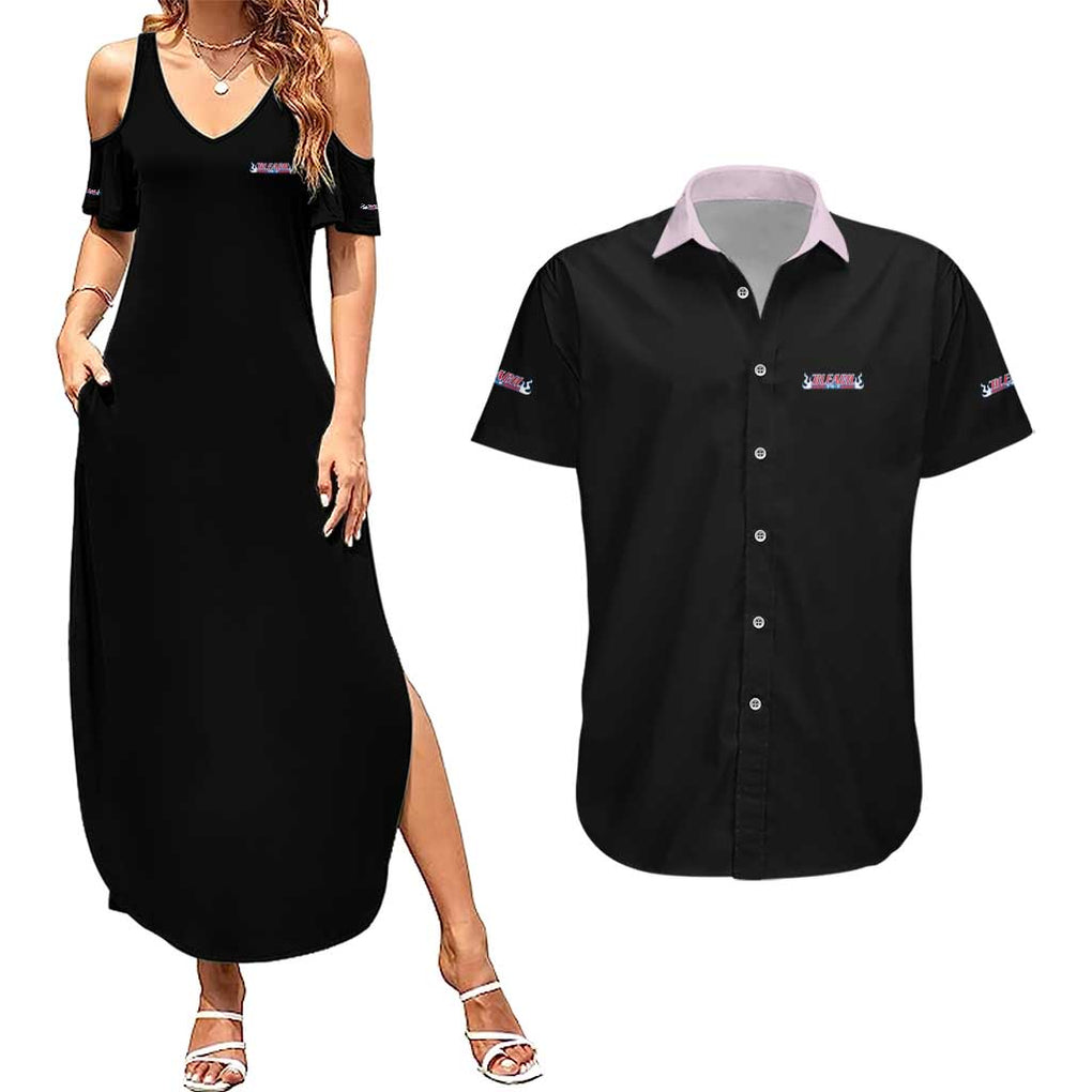 Arrancar Invasion Bleach Couples Matching Summer Maxi Dress and Hawaiian Shirt Japan Anime Style