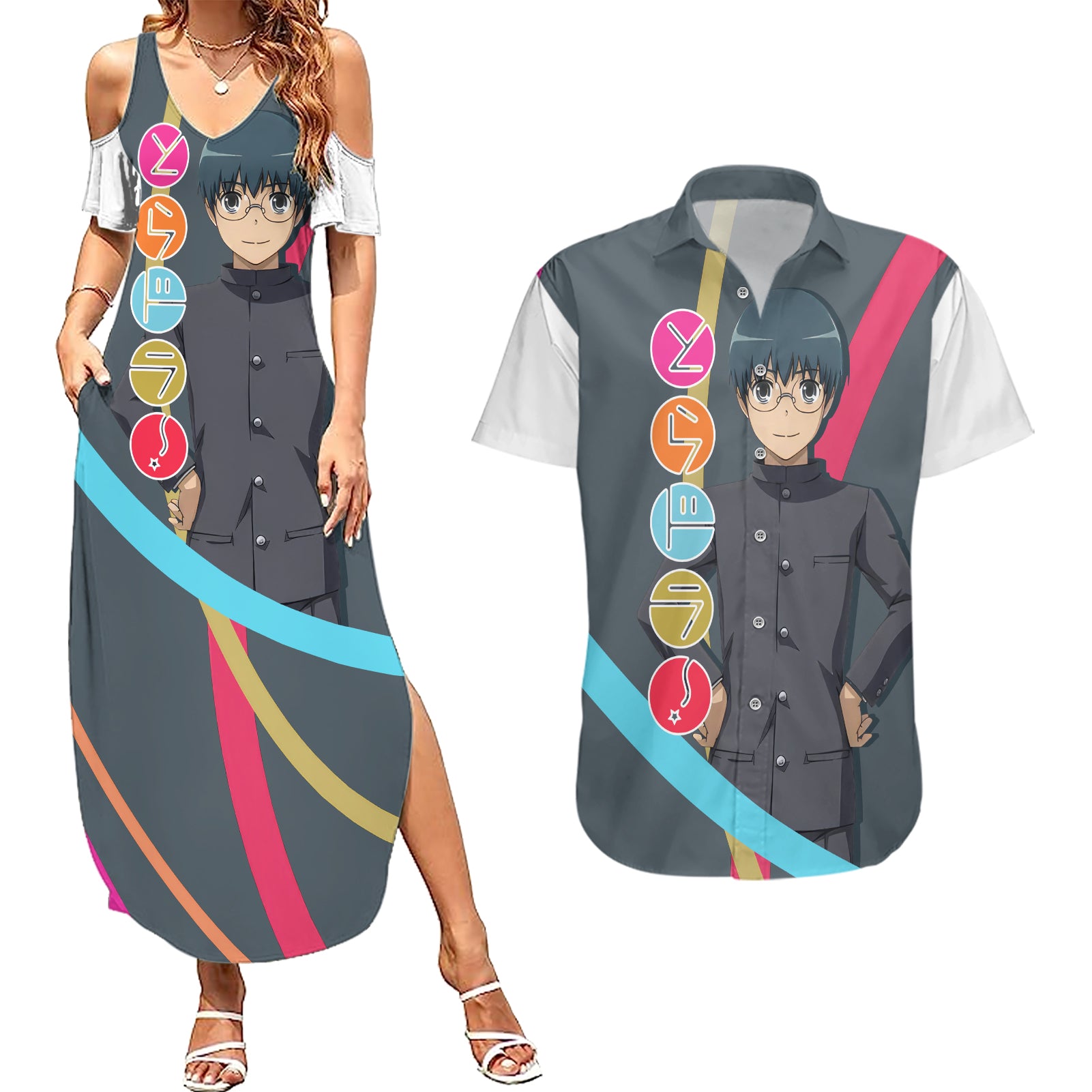 Yusaku Kitamura Couples Matching Summer Maxi Dress and Hawaiian Shirt Toradora