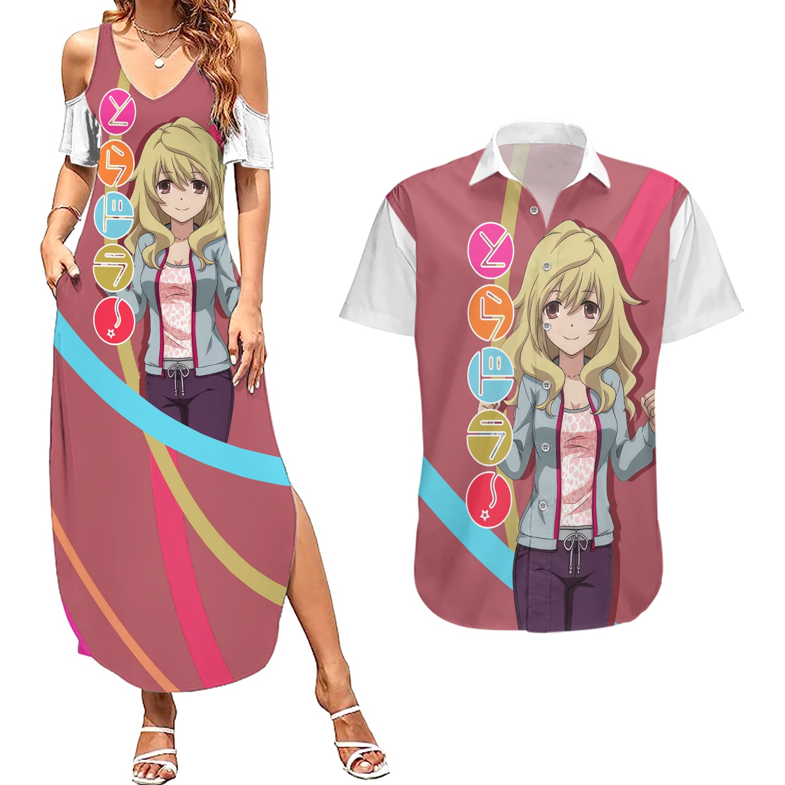 Yasuko Takasu Couples Matching Summer Maxi Dress and Hawaiian Shirt Toradora